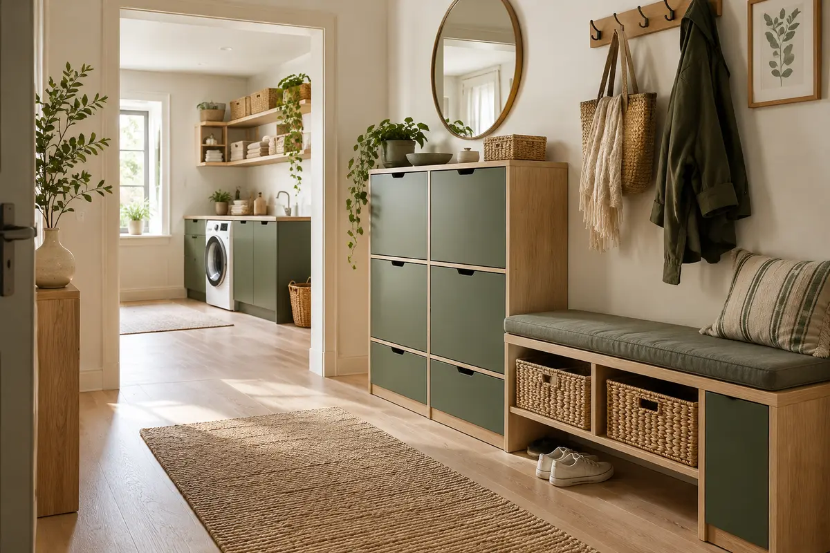 Meubles modulables de rangement pour l’entrée et la buanderie